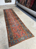 Skinny Persian Vintage Runner / 2'11 x 11'1 Antique Heriz Runner #4122
