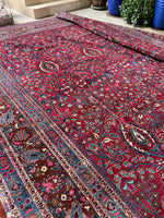 12x16 Floral Fuchsia Antique Persian Rug /  Large Antique Rug #1377ML