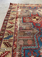 3’7 x 5’2 Antique Worn Caucasian rug #672 / Small Vintage Rug