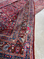 12x16 Floral Fuchsia Antique Persian Rug /  Large Antique Rug #1377ML