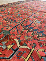 7x10 Antique Salmon ground Heriz rug #3071