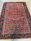 7x10 Antique Salmon ground Heriz rug #3071