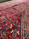 12x16 Floral Fuchsia Antique Persian Rug /  Large Antique Rug #1377ML