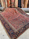 7x10 Antique Salmon ground Heriz rug #3071