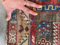 3’7 x 5’2 Antique Worn Caucasian rug #672 / Small Vintage Rug