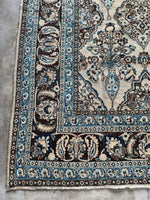 10x13 Ivory and Blue Antique Persian Rug #4284