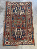 Small Tribal Lesghi Art Caucasian Rug / 3'4 x 5'4 Kazak Rug #4400