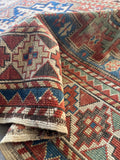 Small Tribal Lesghi Art Caucasian Rug / 3'4 x 5'4 Kazak Rug #4400