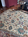 Large Antique Persian Ivory Rug / 7'9 x 10'1 Persian Mahal Rug #4023