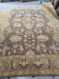 Vintage Indian Agra rug with soft warm neutral color palette.