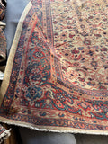 Antique wool Persian rug. Hand knotted Village Mahal carpet with an allover Herati design, rust border, and exceptional antique character.
