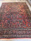 Antique Persian Area Rug featuring a coral pink ground with marbled vegetable dyes and classic Dargazine floral motifs.