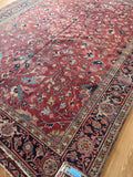 9x11 Floral Persian Heriz Rug / Antique Rug #4129