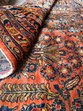 Palatial antique Persian rug with floral vines and glowing lanolin rich wool.