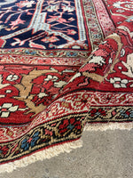 Midnight Blue Antique Persian Heriz Rug / 9'4 x 12'6 Heriz #3441