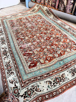 Gorgeous full view of large antique Agra rug