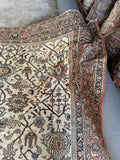 Large vintage Persian Mahal rug, 9' x 12'10, ivory and blue wool area rug with organic floral movement and low pile.