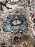 Large vintage Persian rug 1920s Mahal ivory ground blue.