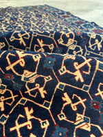 Classic antique Caucasian rug design detail.