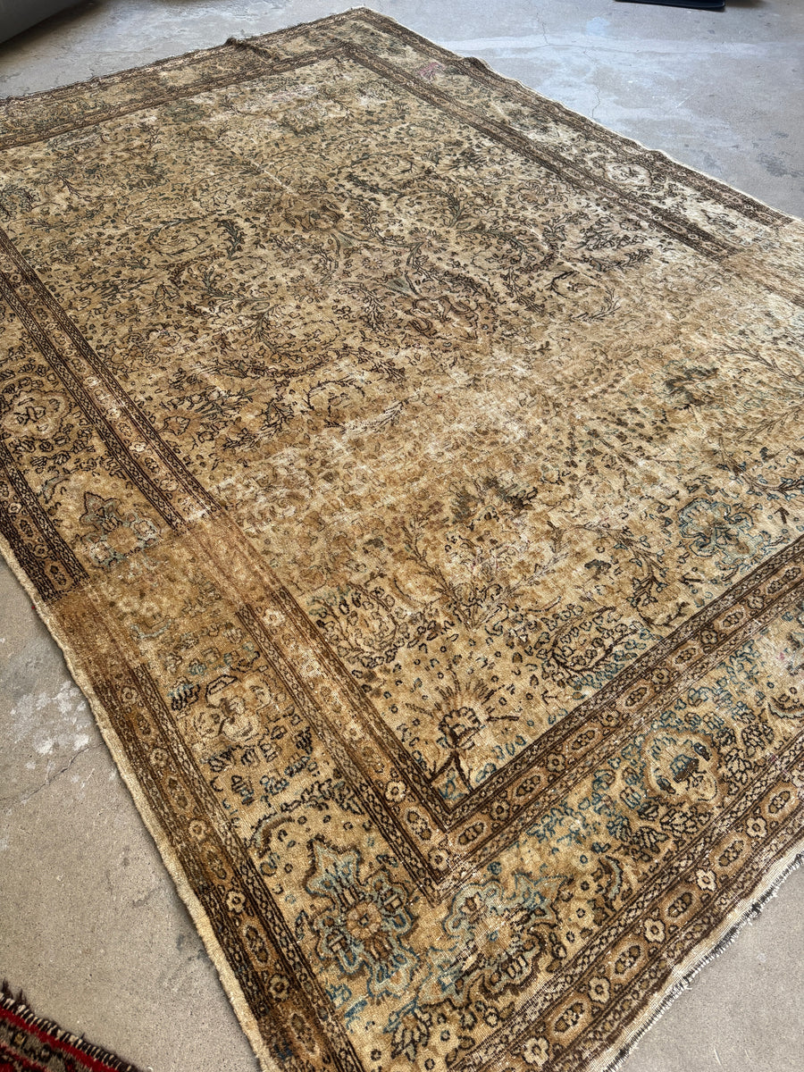 Pursion Rug Worn Large Worn Persian Rug / 6'7 x 9'7 Antique Persian Lavar Rug #4192 ...