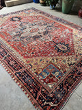 9x11 Antique Persian Heriz Rug with Marigold Yellow #3472