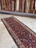Soft plush pile Persian hallway rug perspective shot emphasizing the plush underfoot feel and excellent condition.