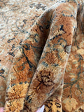 2'8 x 20'8 golden antique Persian corridor runner with elegant scrolling vines and richly aged wool.