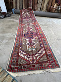 15' Vintage Persian Seraband Runner / Heavy Tribal Persian Hallway Rug 3'9 x 14'9 Runner #4463