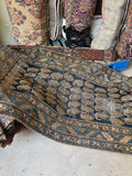 Vegetable-dyed vintage Persian runner in navy and tan tones.