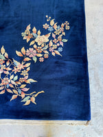 Vintage Chinese rug from the 1930s, bold Art Deco style with no borders.