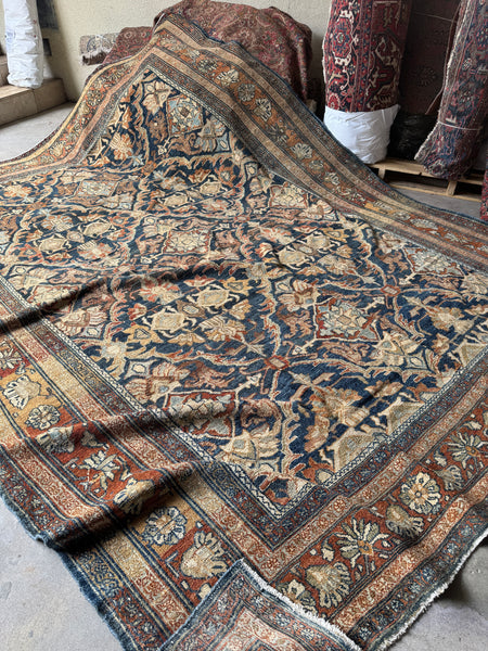 Back of rug showing fine handwoven construction and knotting