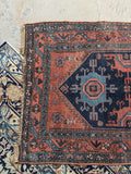 One end view of antique Persian Malayer rug circa 1910.