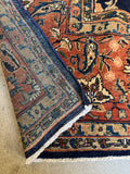 Underside weave of soft, dense wool in antique Persian Sarouk rug.