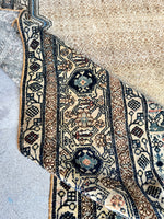 Turtle motif and botanical elements in border band