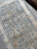 4x6 Muted Ivory and Blue Antique Persian Rug #4223ML
