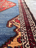 Antique Persian runner Rug #4604 with geometric medallions and ribbon-like borders.