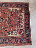 Natural abrash color variation rug close-up shot highlighting organic, multi-tonal shifts in the plant-dyed wool yarn.