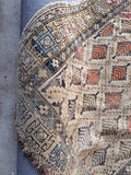 19th century Caucasian rug detailed view of traditional geometric border motifs and neutral colors.