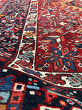 Antique Persian wool rug. Vintage Heriz gallery carpet with vibrant vegetable dyes, healthy low pile, and exceptional everyday durability.