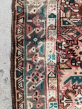Vintage Gharajeh Karaja rug with heavy duty weave and classic Northwest Persian geometric design.
