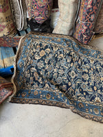 One end of vintage Persian Hamadan runner rug.