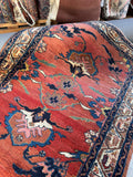 Small Vintage Persian Rug / 3'3 x 4'3 Antique Bidjar Rug #4404