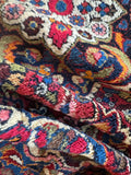 1930s Persian Dargazin rug with healthy original wool pile and velvety surface.