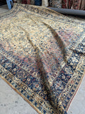 Antique 1920s Persian Kerman rug 9x12 all over floral design.