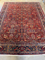 1920s Persian Mahal rug with deep midnight blue border.