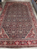 Extra-large Persian rug with warm ivory and rust red tones