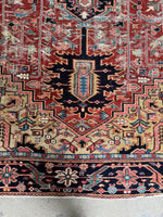 9x11 Antique Persian Heriz Rug with Marigold Yellow #3472