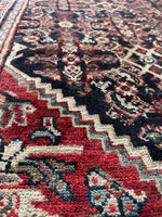 Mid-century Persian rug with espresso and steel green accents