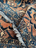 Large hand knotted Persian rug with exceptional color story and presence.
