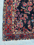 Small Midnight Blue Floral Persian Rug / 3'5 x 5' Antique Rug #4261ML
